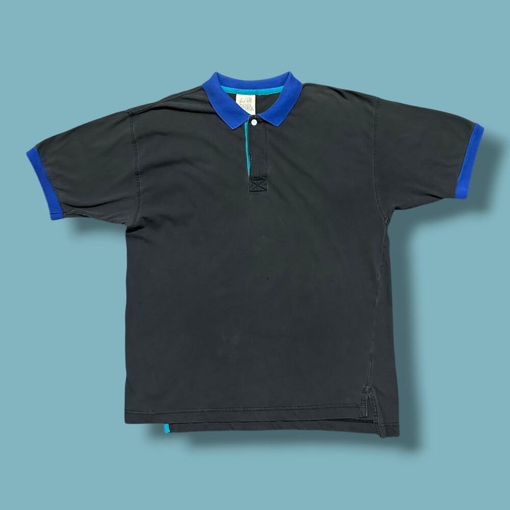 Vintage Polo Shirt Faded Black Golf Tee 90s Cotton Mens M/L Minimalist Preppy
